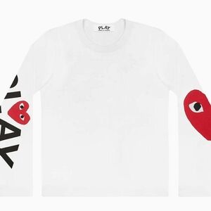 Comme des Garcons White and Red Long Sleeve Tee